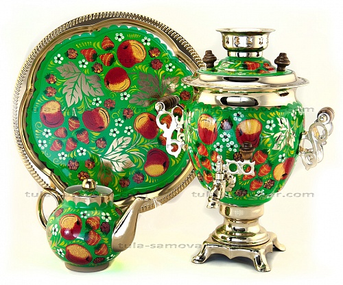 Samovar 3 l "Acorn" in the set "Apple orchard" painting
