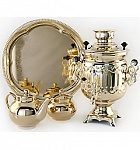Samovar 3 l "Bank" with an ornament in the set